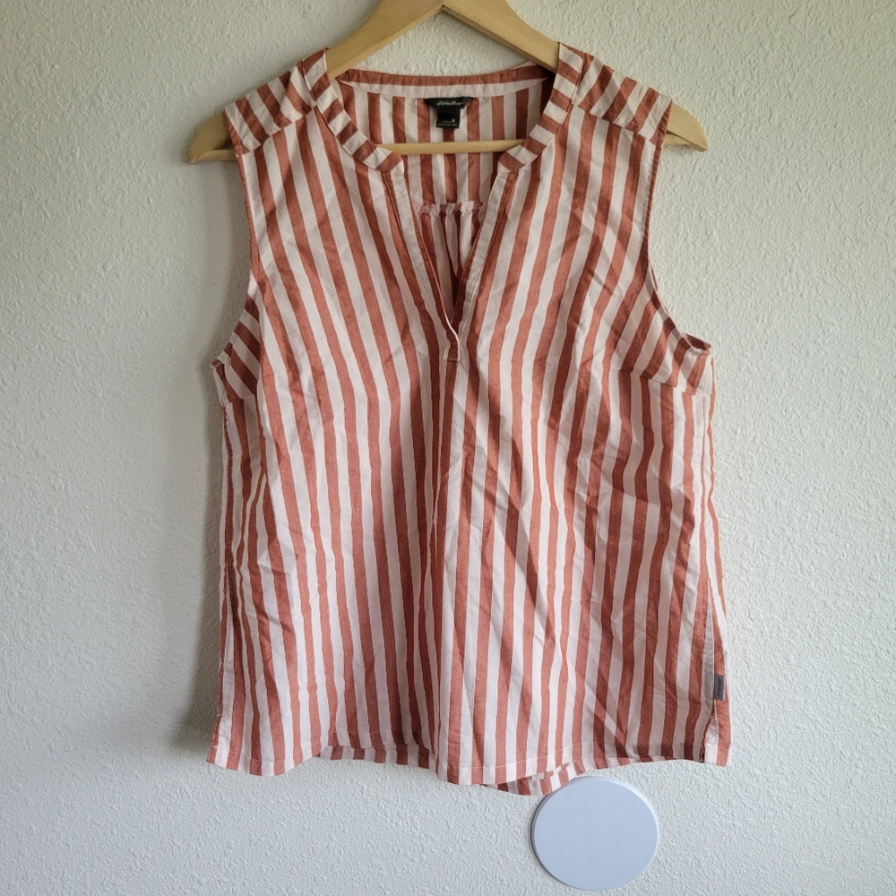 Eddie Bauer Striped Etesian Split-Neck Tank Womens Size M